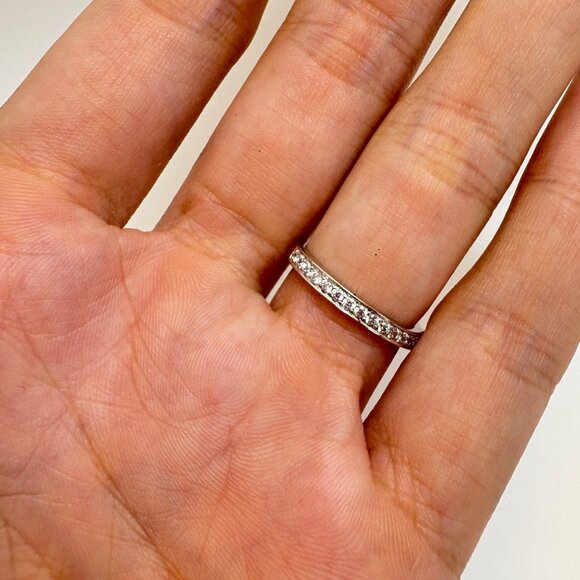 VTG Solid Sterling Silver 925 Cubic Zirconia Pavé Set Statement RIng Size 6.5 - Picture 5 of 9